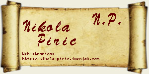 Nikola Pirić vizit kartica